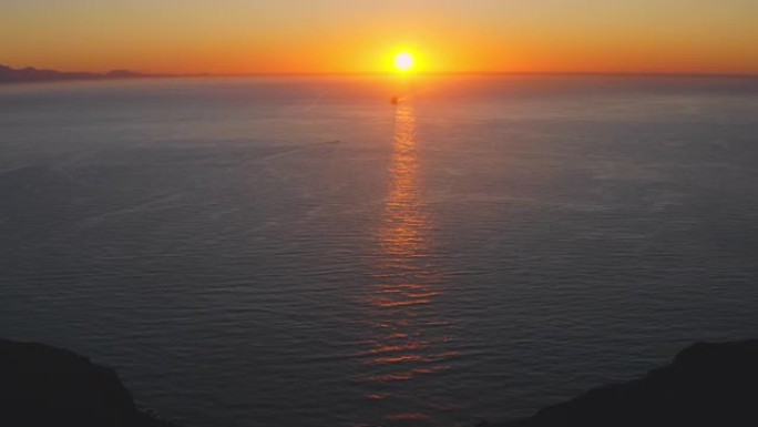 WS空中视点田园诗般的日落/西班牙加那利群岛
