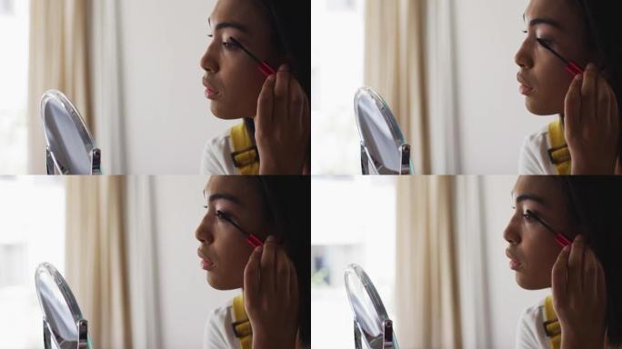 混合种族性别流体视频记录器在家录制化妆视频日志