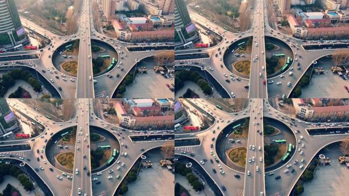 鸟瞰城市立交桥交通