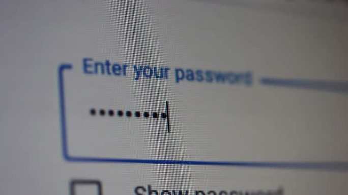 在电脑上输入密码，互联网安全概念。特写。4k分辨率。
