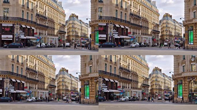 巴黎老图里斯街。现代化都市地标巴黎街头