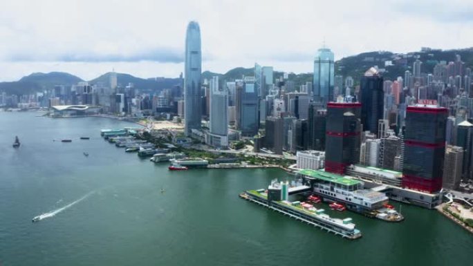 香港城市鸟瞰图香港市区高楼大厦寸土寸金