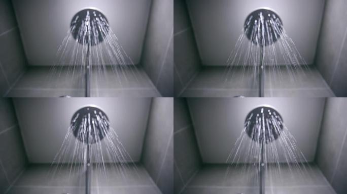 落水淋浴喷头花洒特写视频素材