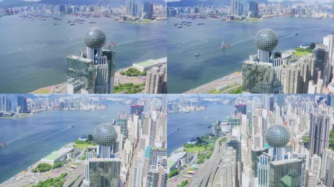 航拍香港城市空镜延时CBD
