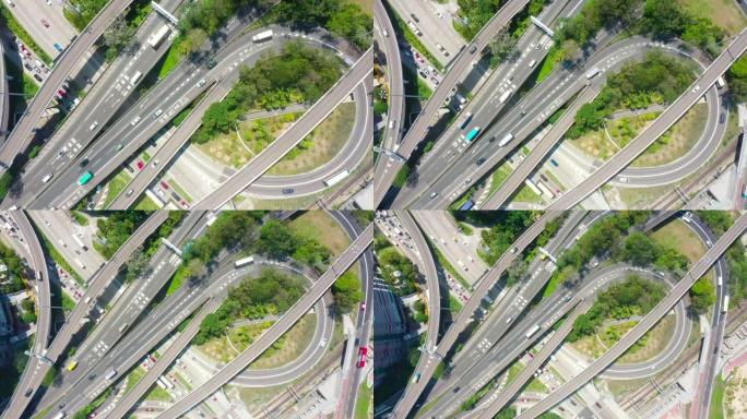 城市高速公路和立交桥的鸟瞰图