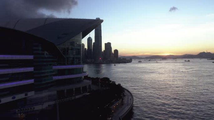 香港的夜景沿海地区一国两制国际化大都市