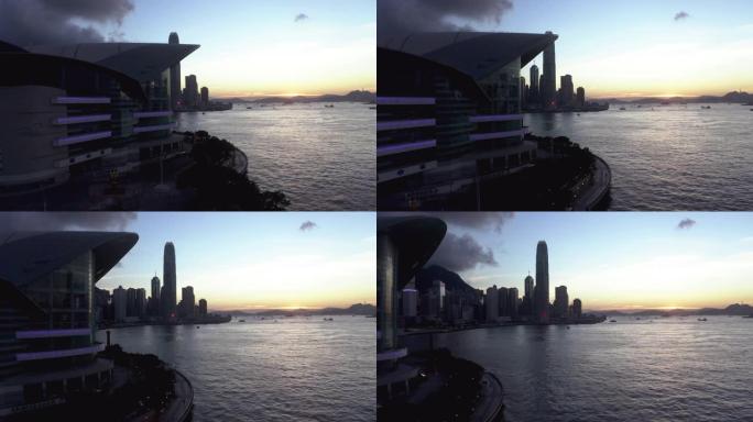 香港的夜景沿海地区一国两制国际化大都市
