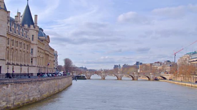 巴黎市中心。住宅楼。河流