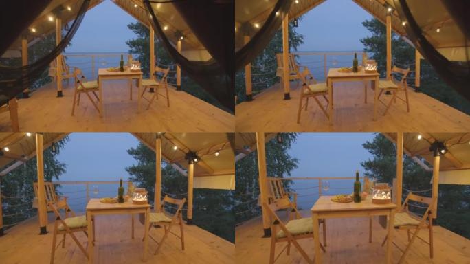 露台上的浪漫餐桌宣传片视频素材风光风景