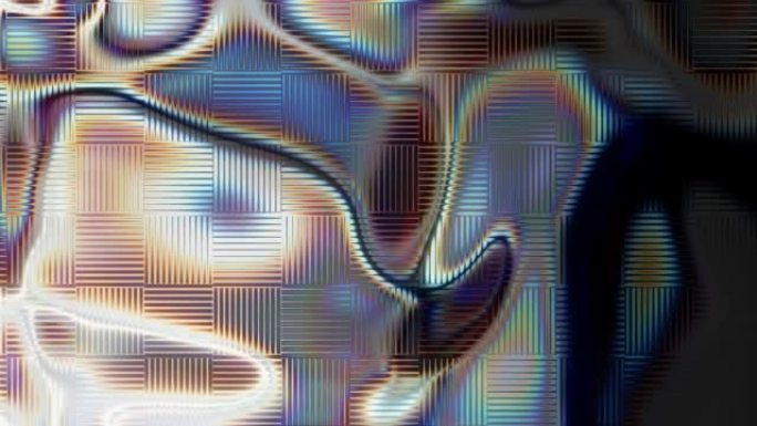 多色全息波图案。未来派抽象彩虹封面。3d渲染数字无缝循环动画