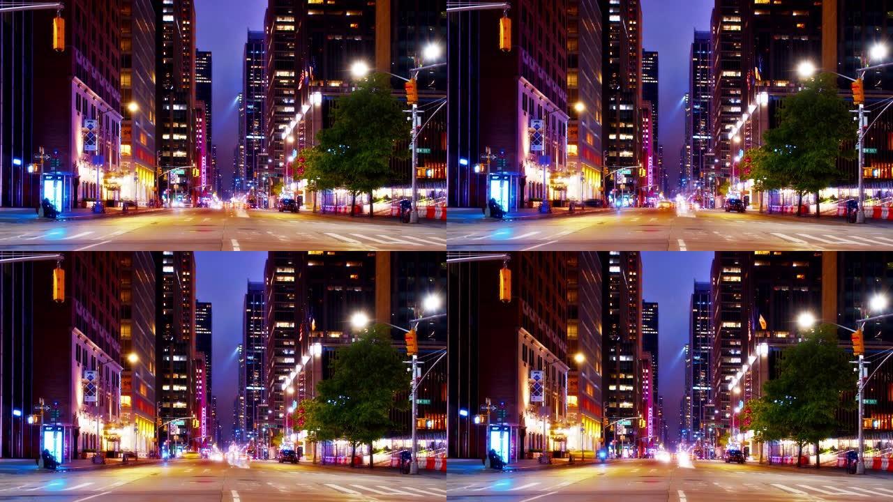 纽约大道之夜美国夜景穿梭商圈夜景亮化工程