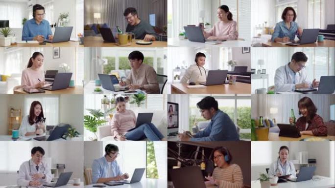 复合视频墙拼贴在线家庭生活方式亚洲技术。