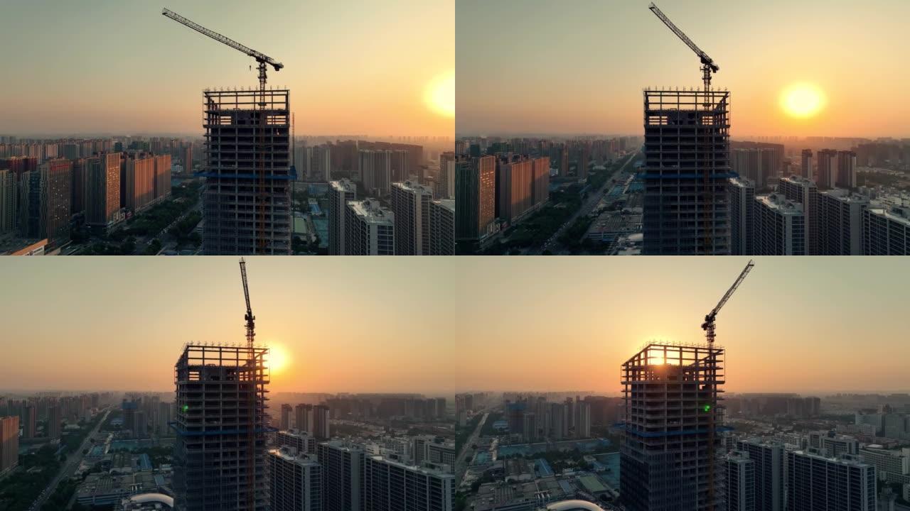 城市建筑工地新高层建筑鸟瞰图
