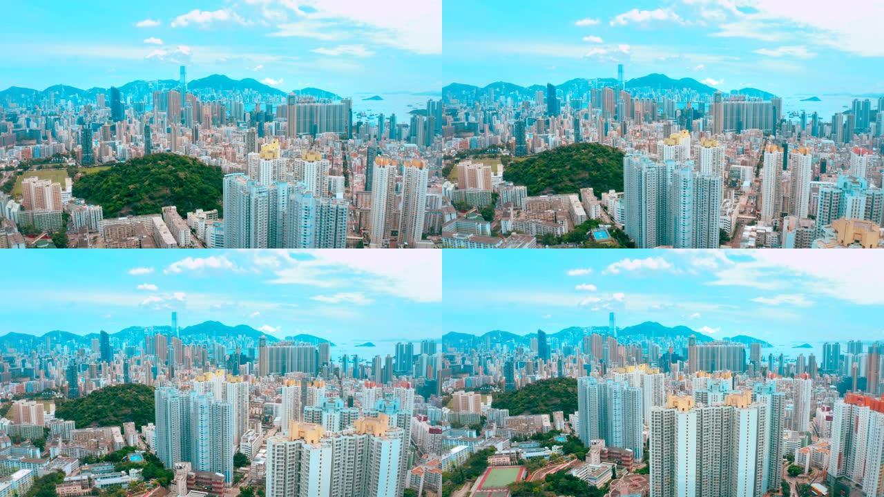 从无人机上看香港城市景观