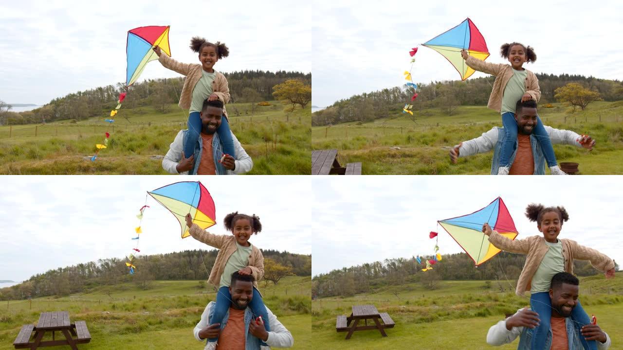 放风筝非常有趣放风筝游戏男孩女孩旅行家庭