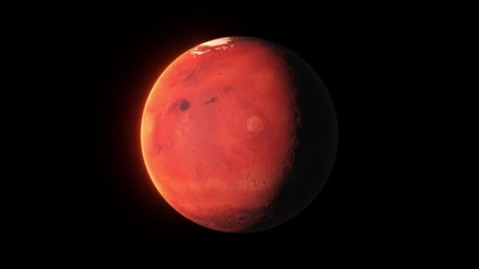 黑色背景上的火星转动自转旋转行星