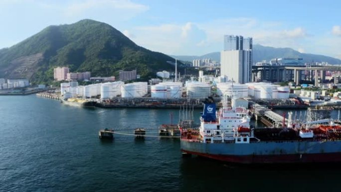 石油码头油轮鸟瞰港