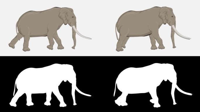 运行大象卡通动画。动物，野生动物，游戏，返校的概念，3d动画，电影，有机，色键，角色动画，设计元素，