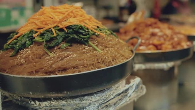 韩国各种韩国街头小吃摊特写。
