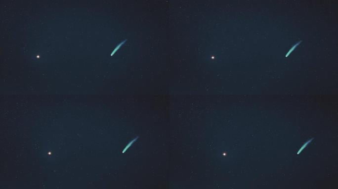 夜空背景上坠落的彗星。超失效