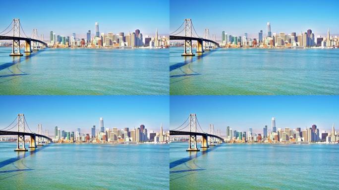 旧金山。大观。金融区。桥。海湾