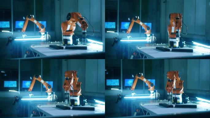 机器人机构正在移动计算机实验室中的物体