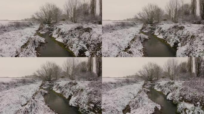 英格兰的空中雪景雪林雪景英格兰