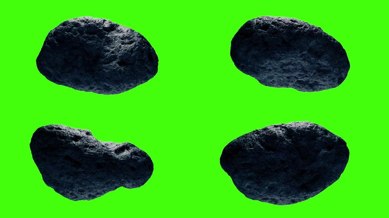 小行星流星巨大的太空岩石被隔离在绿屏上
