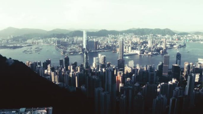航拍香港城市现代化俯瞰地标