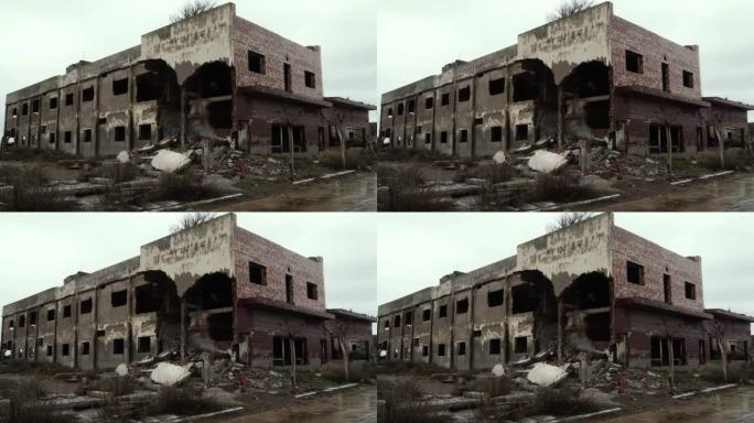 阿根廷布宜诺斯艾利斯省鬼城Epecuen的废弃建筑废墟。4k分辨率。