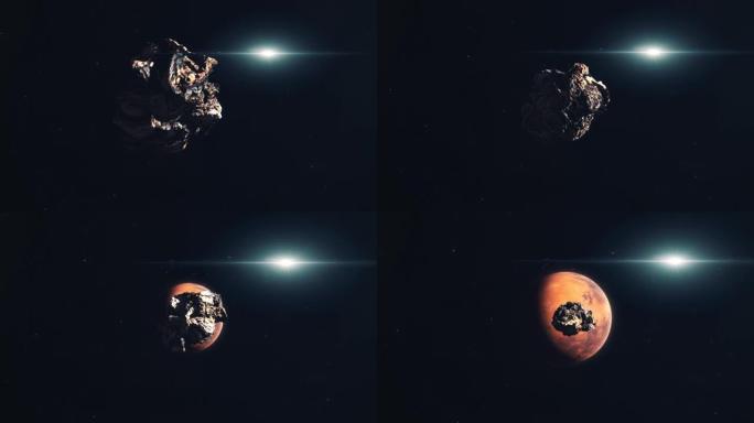 小行星太空岩石从太空接近火星