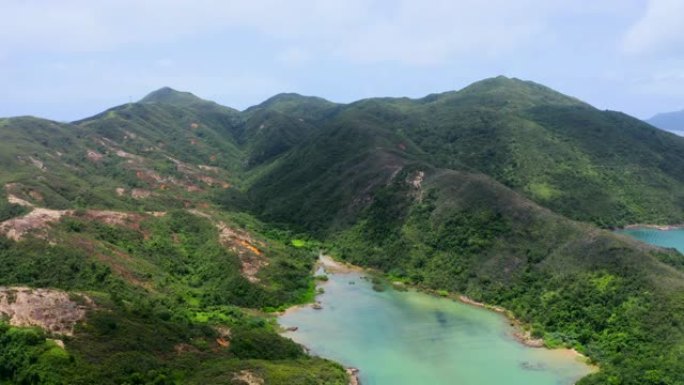 香港西贡村岛屿无人驾驶飞机视图
