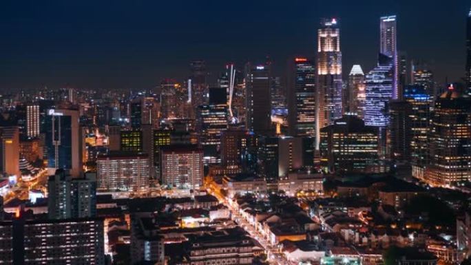 晚上的时光倒流照亮了新加坡城市