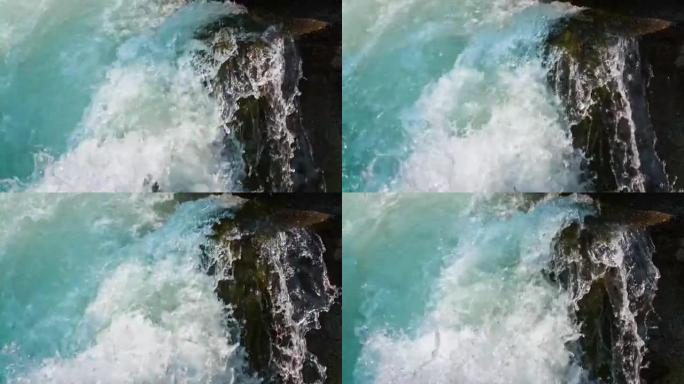 在瀑布中泼水-超级慢动作