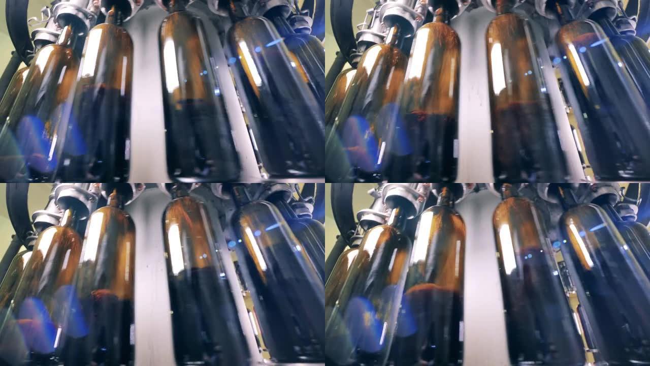 现代机器填充酒瓶