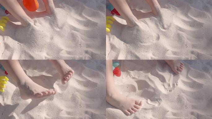 玩沙子的小女孩细沙沙池