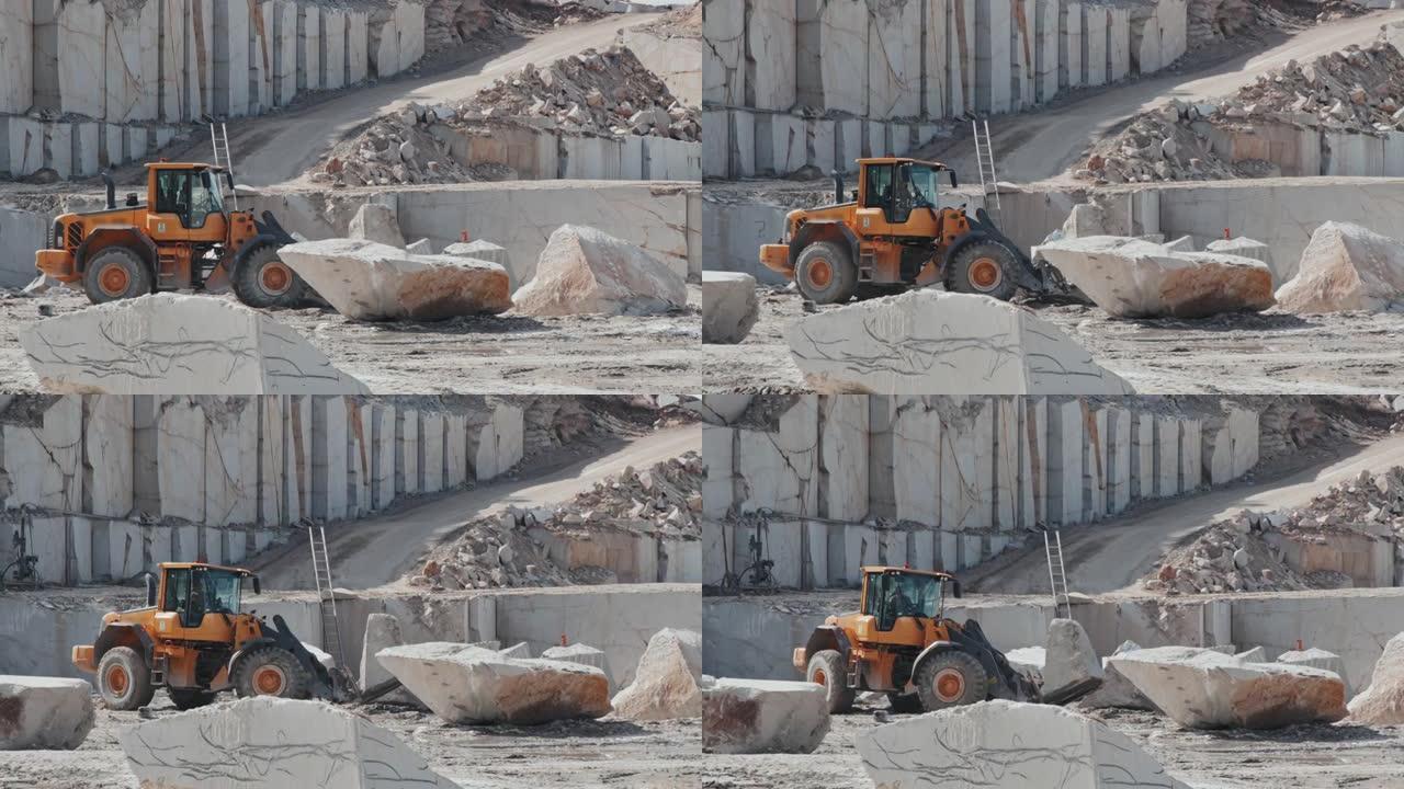 采石场中运输石材的装载机