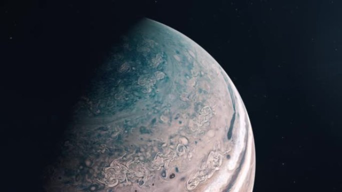 从上方近距离拍摄气体巨人木星