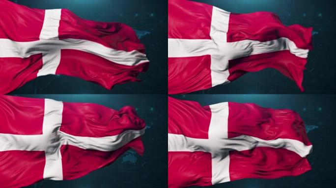 深蓝色背景的丹麦国旗