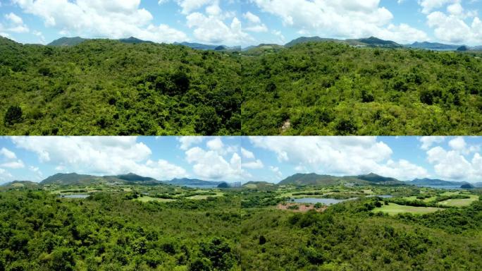 鸟瞰香港东部山区的西贡村，户外，白天