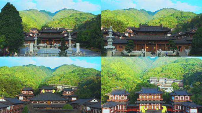 4k航拍文成县安福寺灵山宝殿