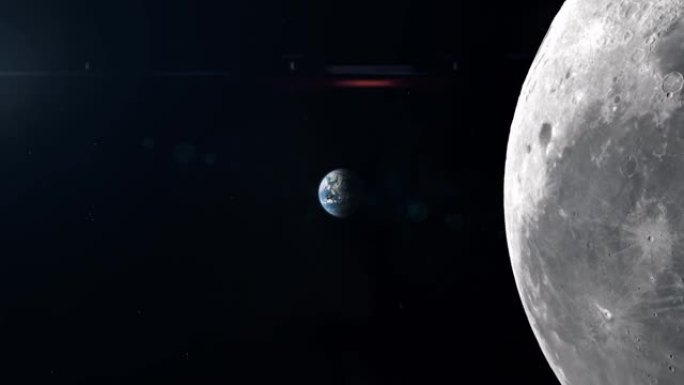 从月球到地球-火箭船离开地球并飞越月球