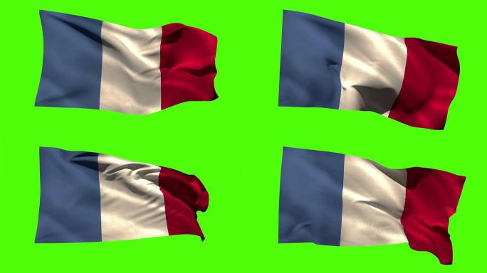 法国国旗在微风中飘扬