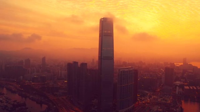 香港-维多利亚港上空的日落，中国