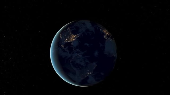 夜间的地球全息科技地球未来空间站科技感太