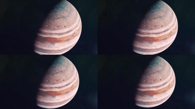 气体巨人木星3的逼真的建立镜头