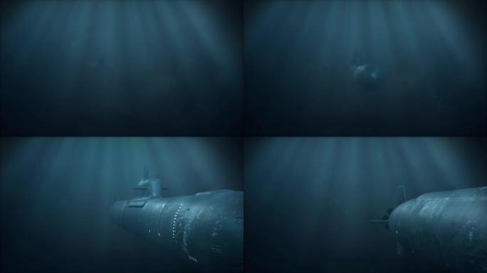 潜艇接近然后经过摄像机