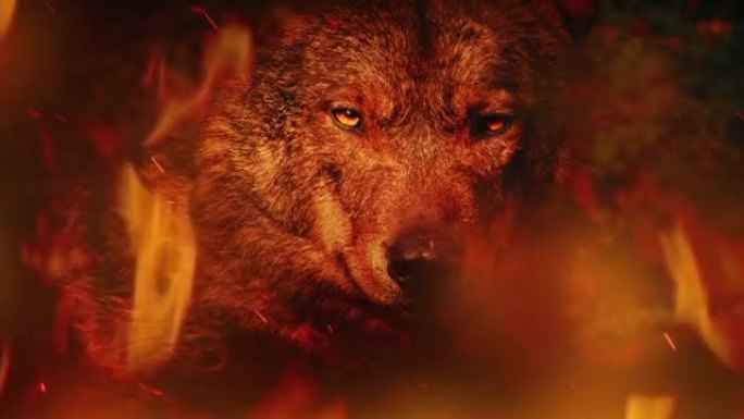 狼在烈火中咆哮自然界烈火恐怖