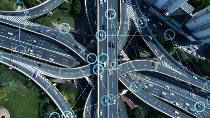 未来智能交通信息识别技术科技领域俯拍俯视