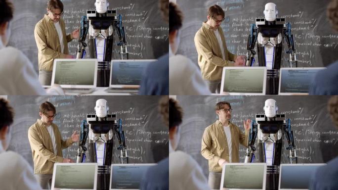 向学生展示电子机器人